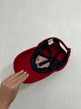 Load image into Gallery viewer, Red cap with embroidered flower y2k vintage