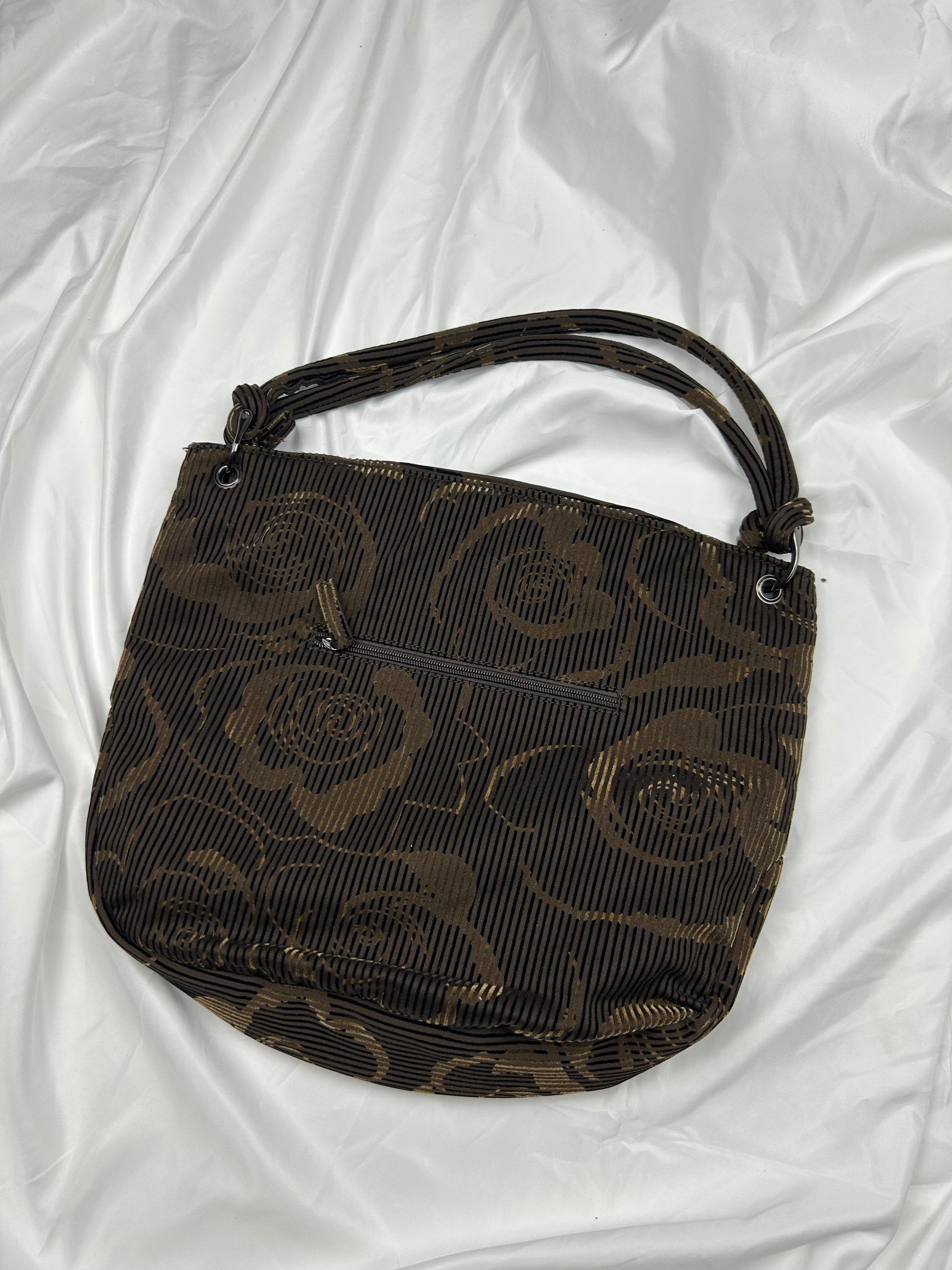 Brown roses floral print uni besace shoulder bag