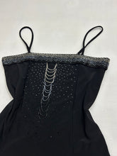 Load image into Gallery viewer, Black pearls stretchy cami top 90s y2k vintage (S/M)