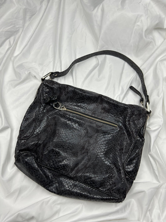 Black pvc leather uni besace buckle belt shoulder bag