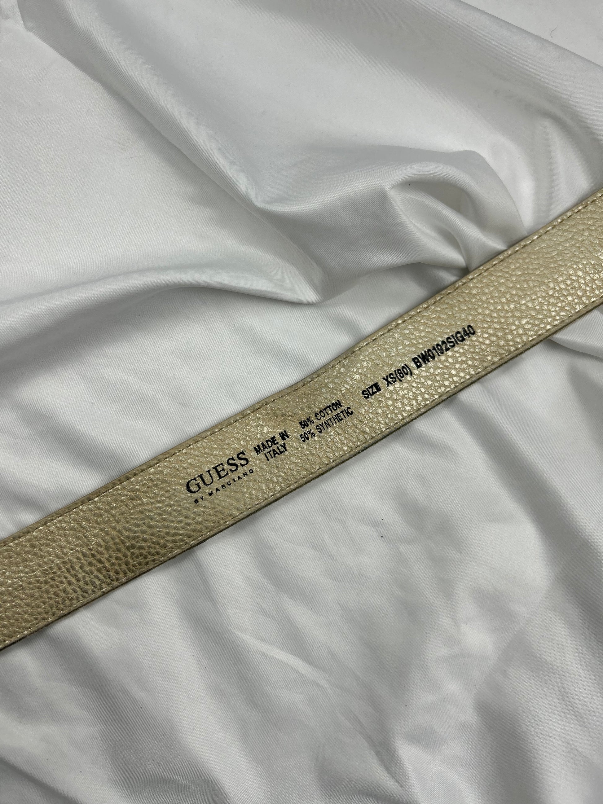 Beige real leather y2k logo buckle belt