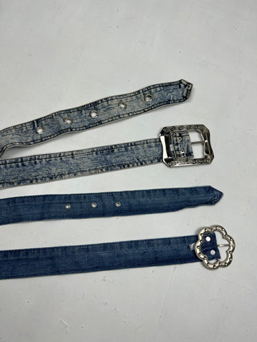 Denim blue buckle belt