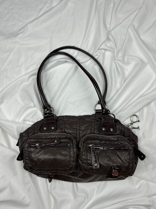 Brown puffer  besace shoulder bag