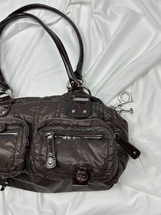 Brown puffer  besace shoulder bag