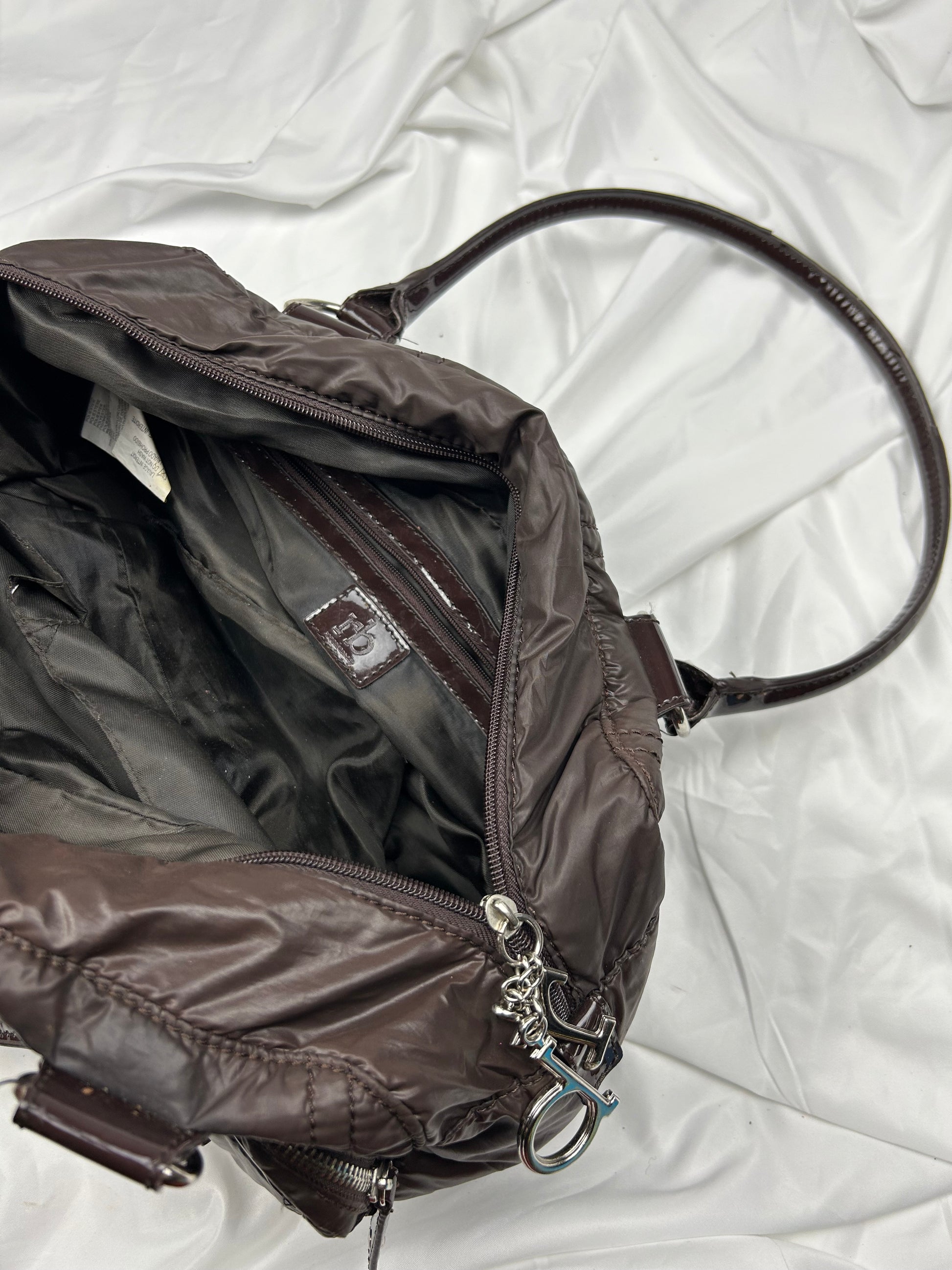 Brown puffer  besace shoulder bag