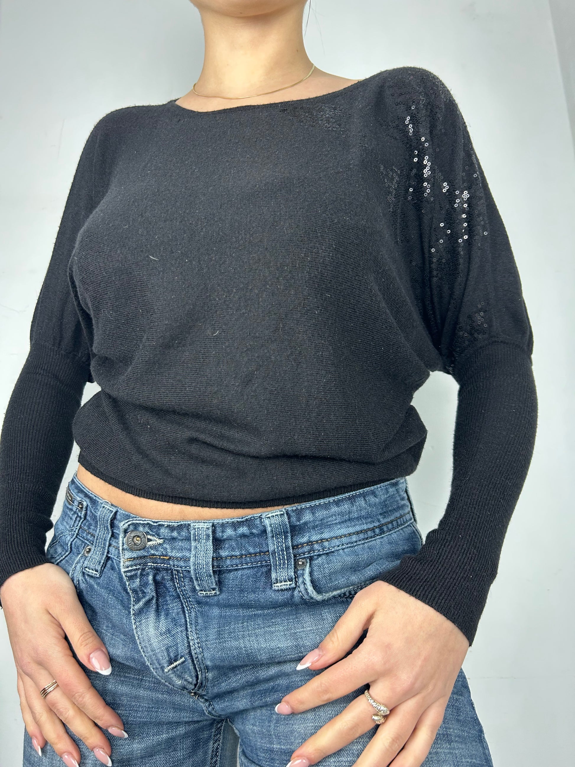 Black sequins cashmere jumper (S/M)