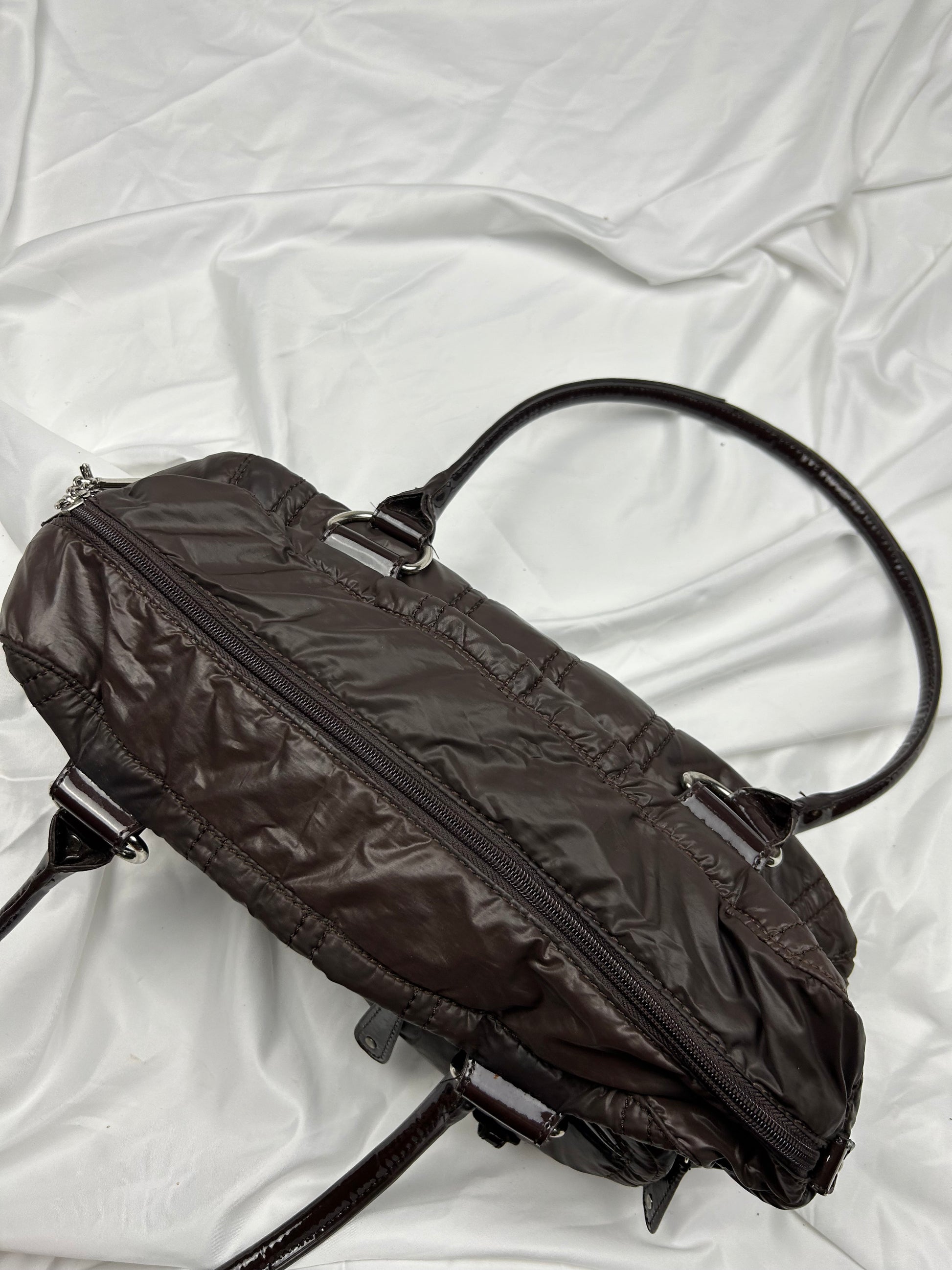 Brown puffer  besace shoulder bag