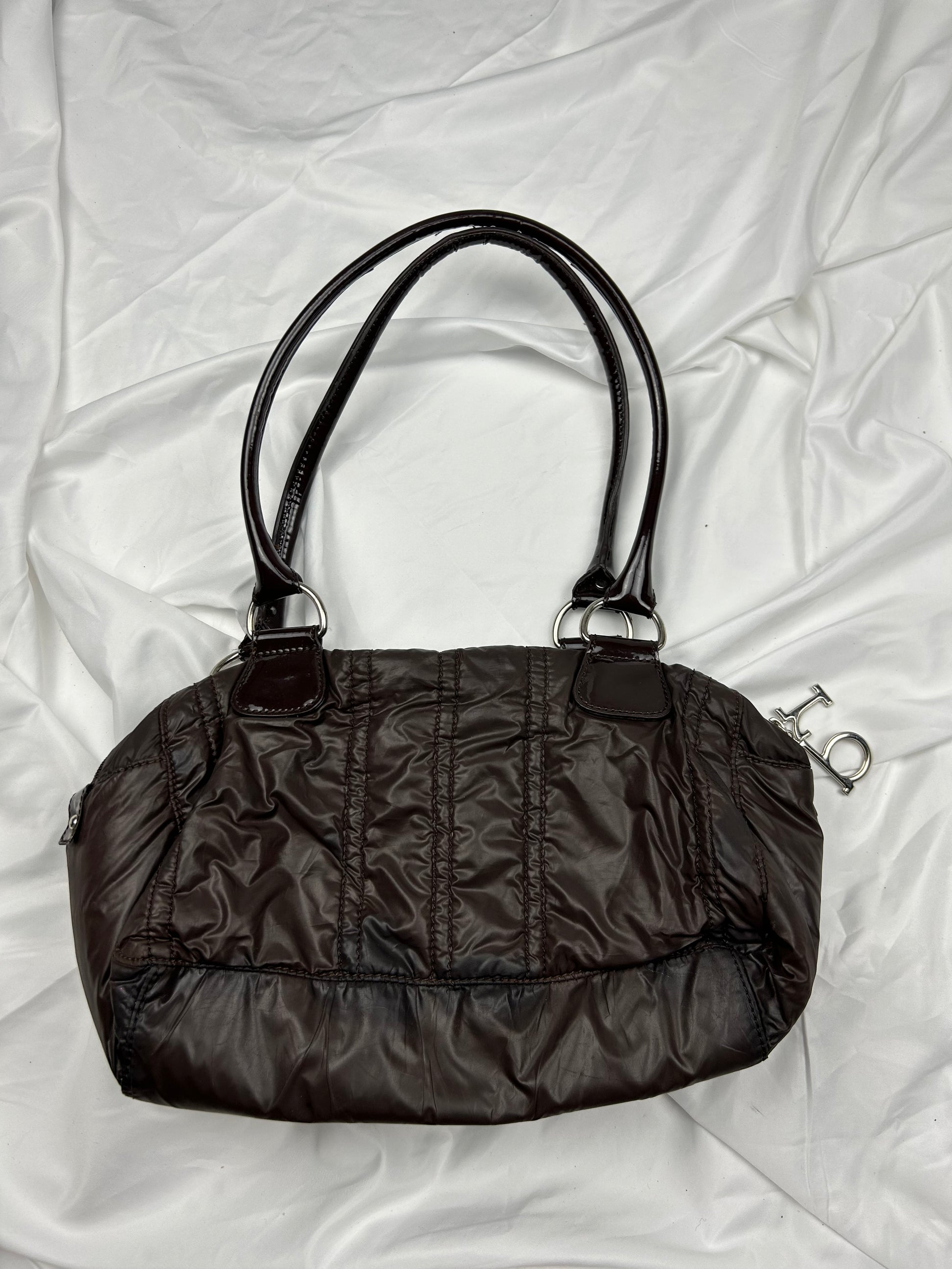 Brown puffer  besace shoulder bag