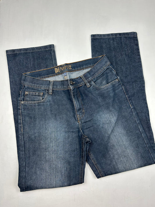 Blue denim low rise straight legs pants (S)