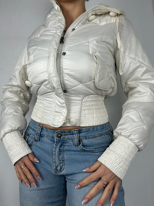 White zip up puffer jacket (S)