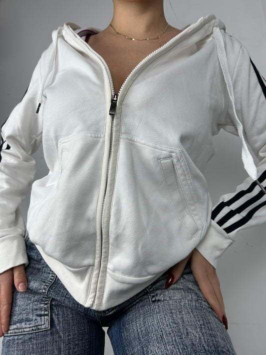 White zip up hoodie jumper (S/M)