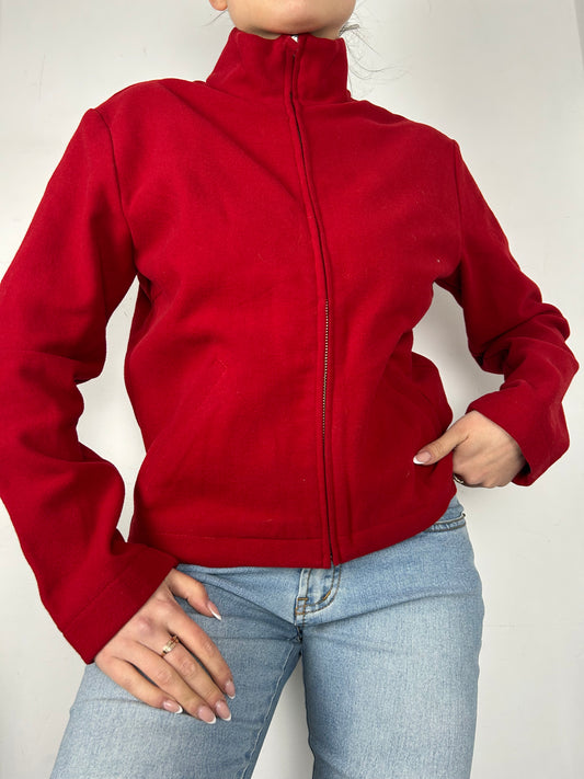 Red fleece office zip up jacket (M)