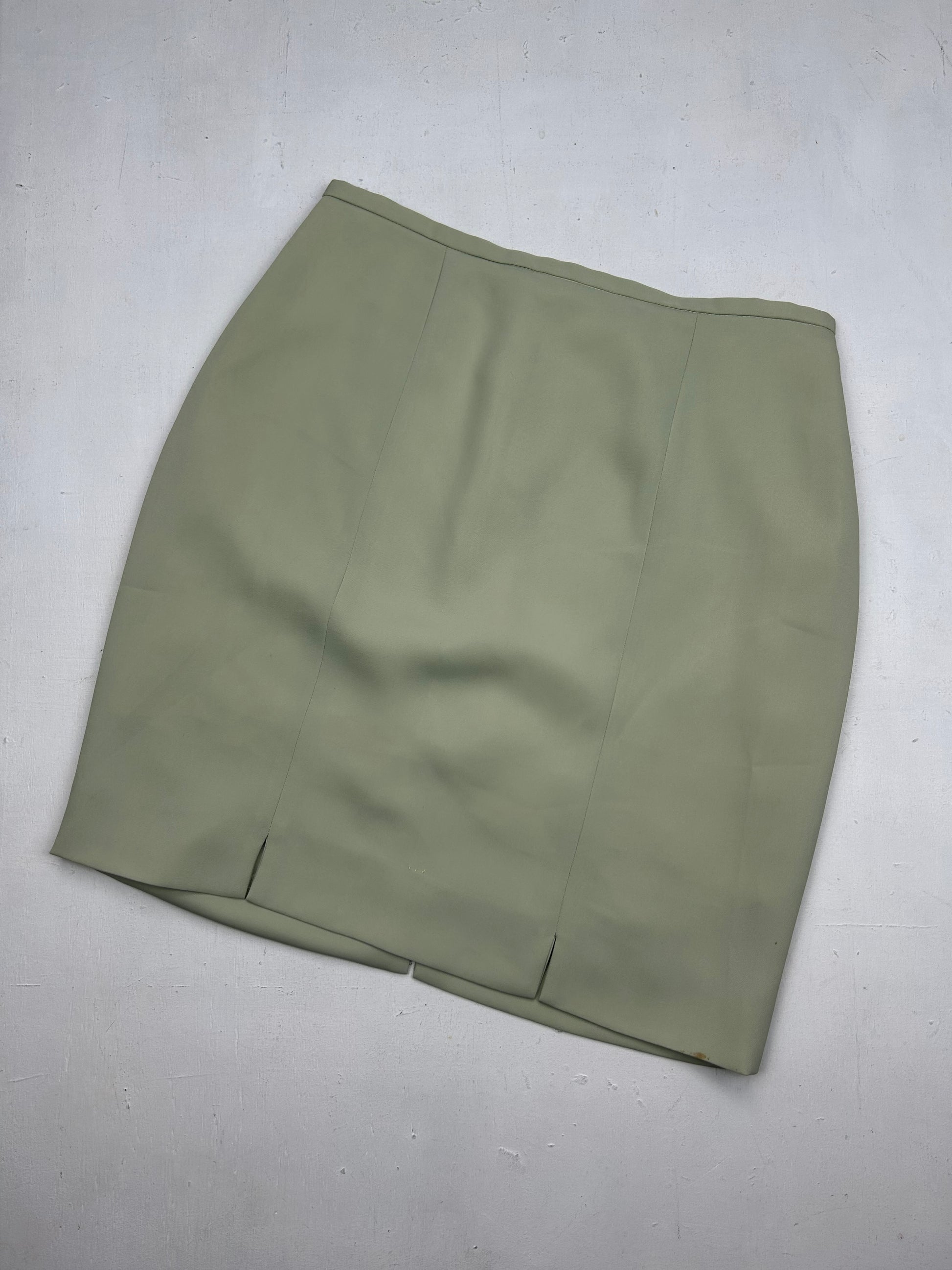 Light green midi office skirt (S)