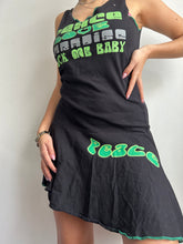 Load image into Gallery viewer, Black &amp; green Y2K vintage cotton mini pleated dress (S/M)