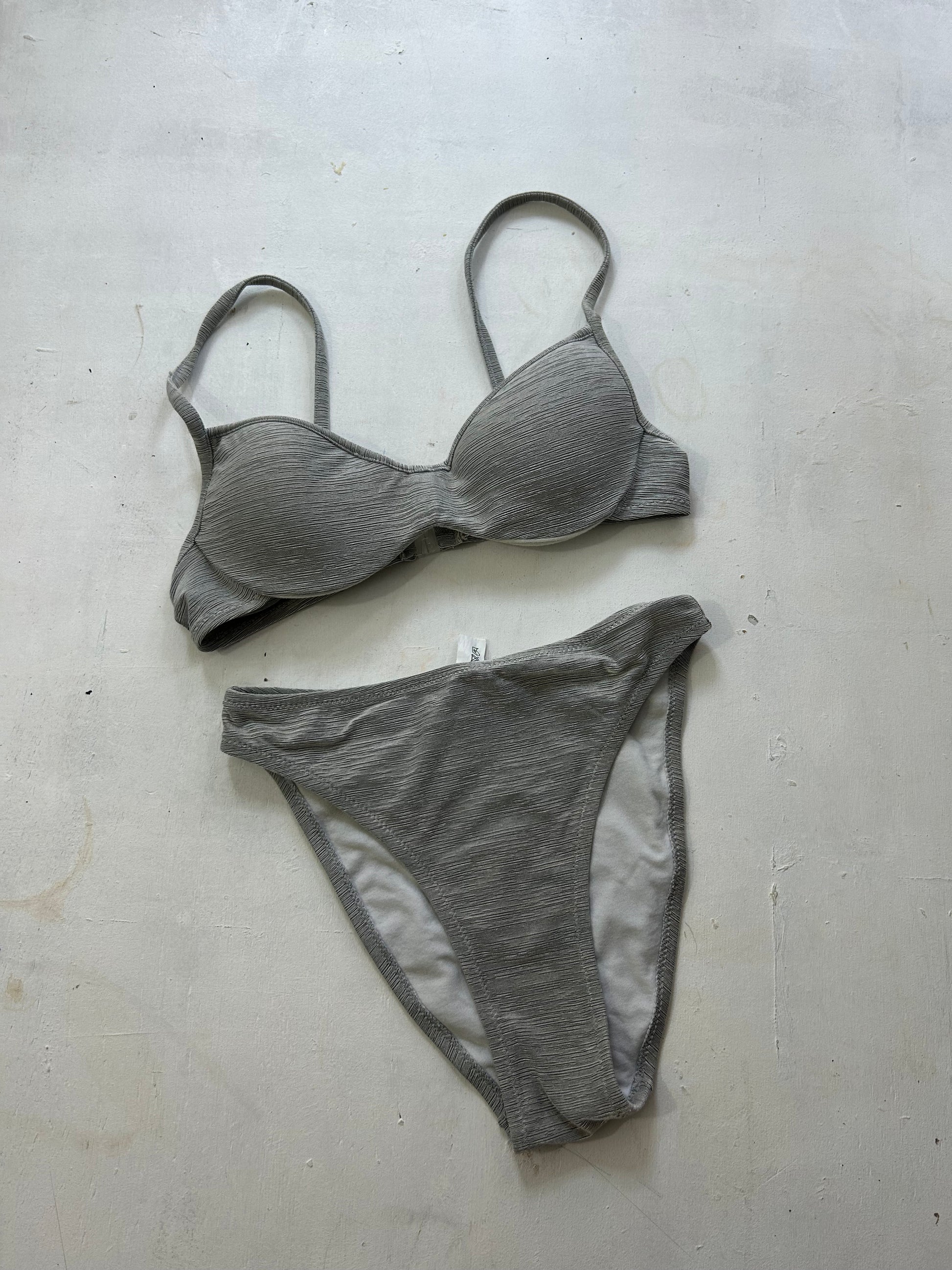 High waisted grey padded bikini set (S)