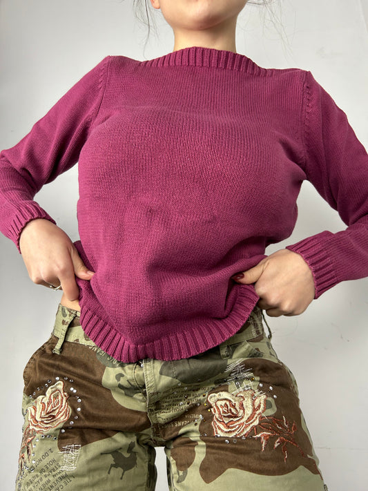 Pink bardot knitted jumper (S/M)