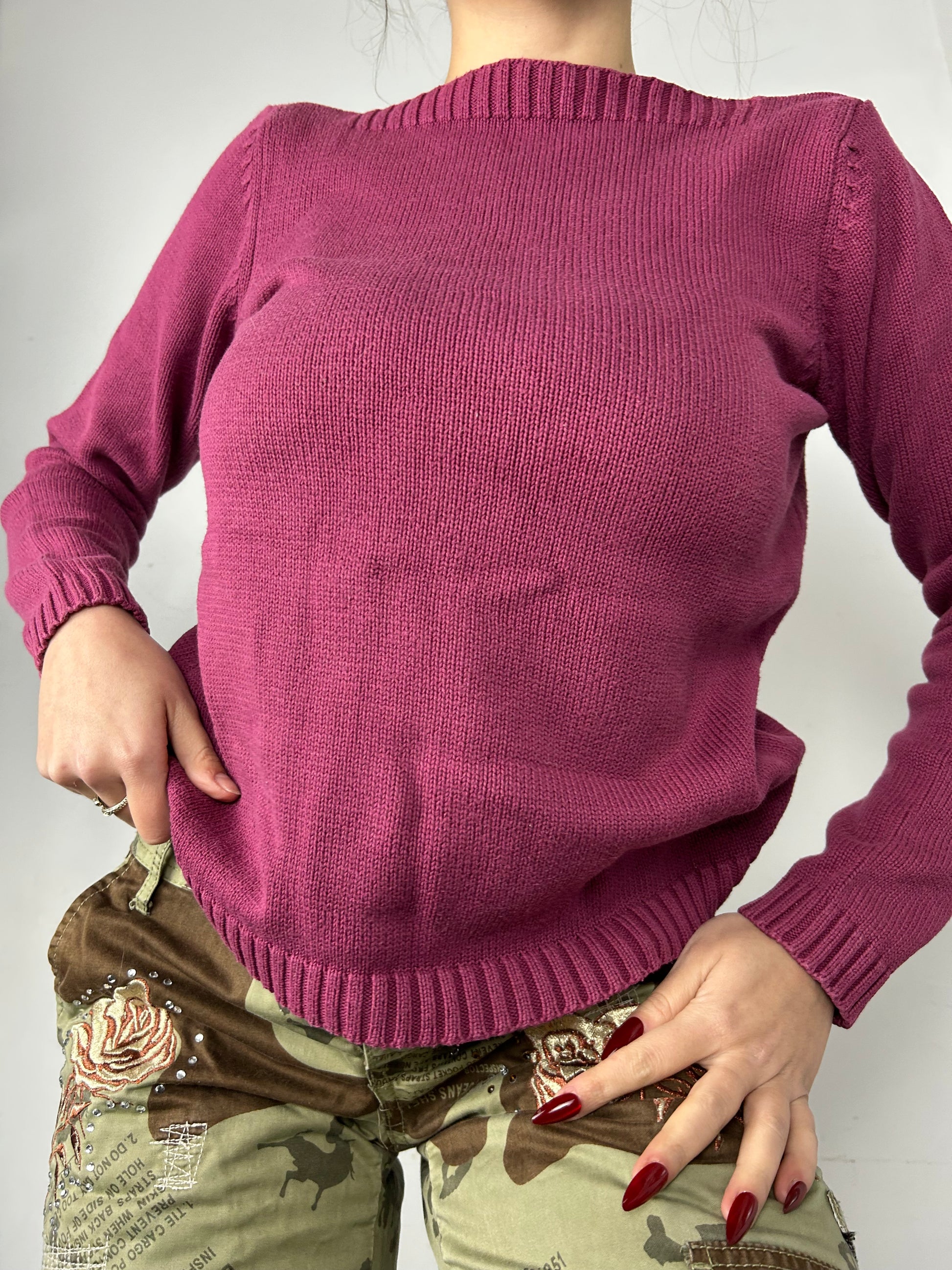 Pink bardot knitted jumper (S/M)