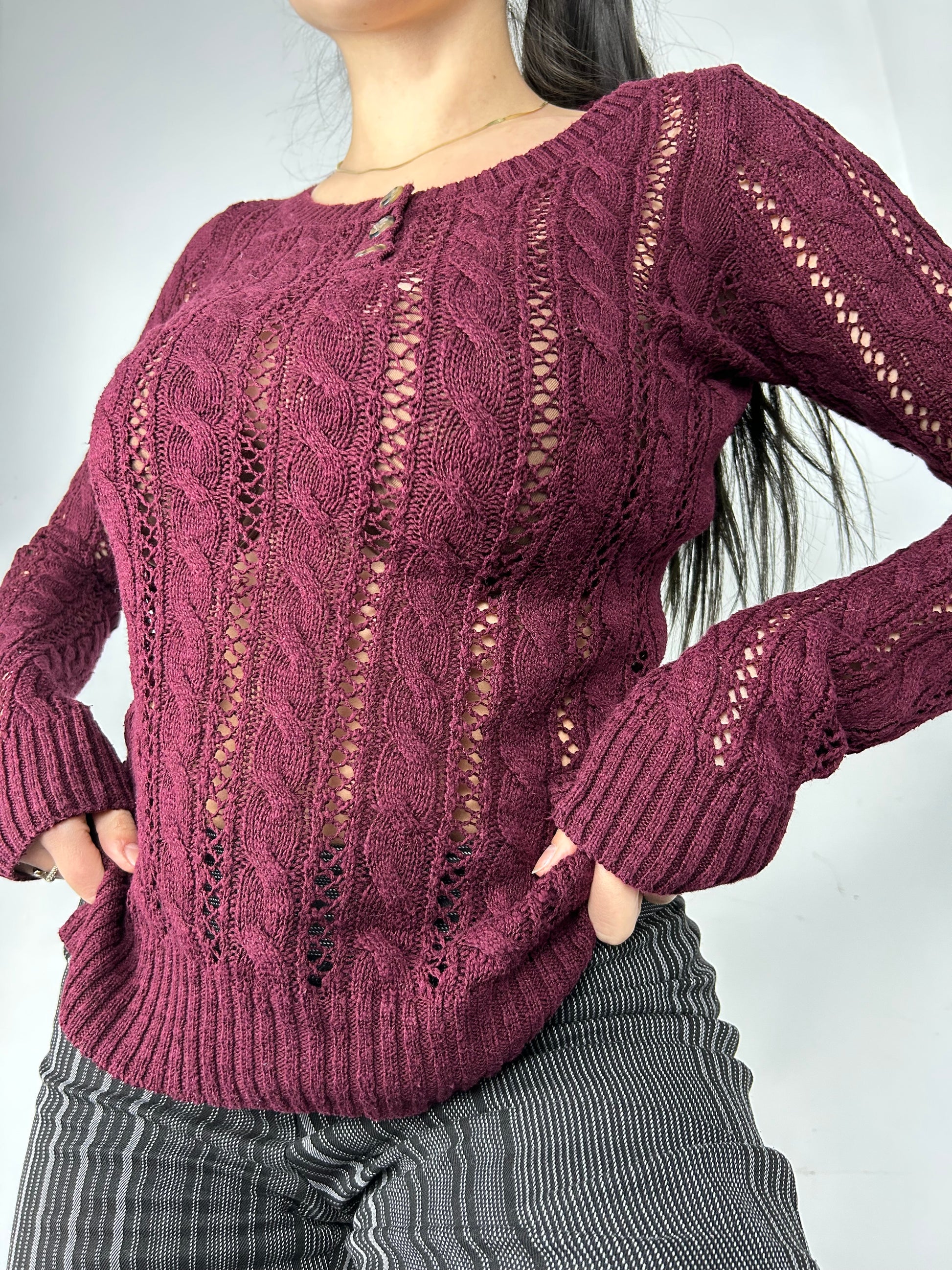 Mauve / purple crochet jumper (S/M)