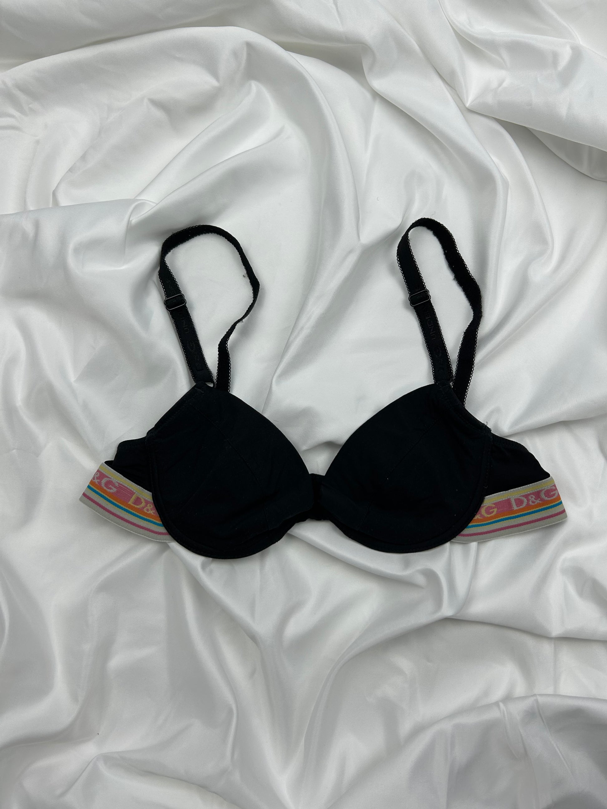 Black logo band balcony vintage bra