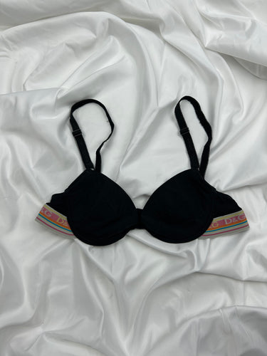 Black logo band balcony vintage bra