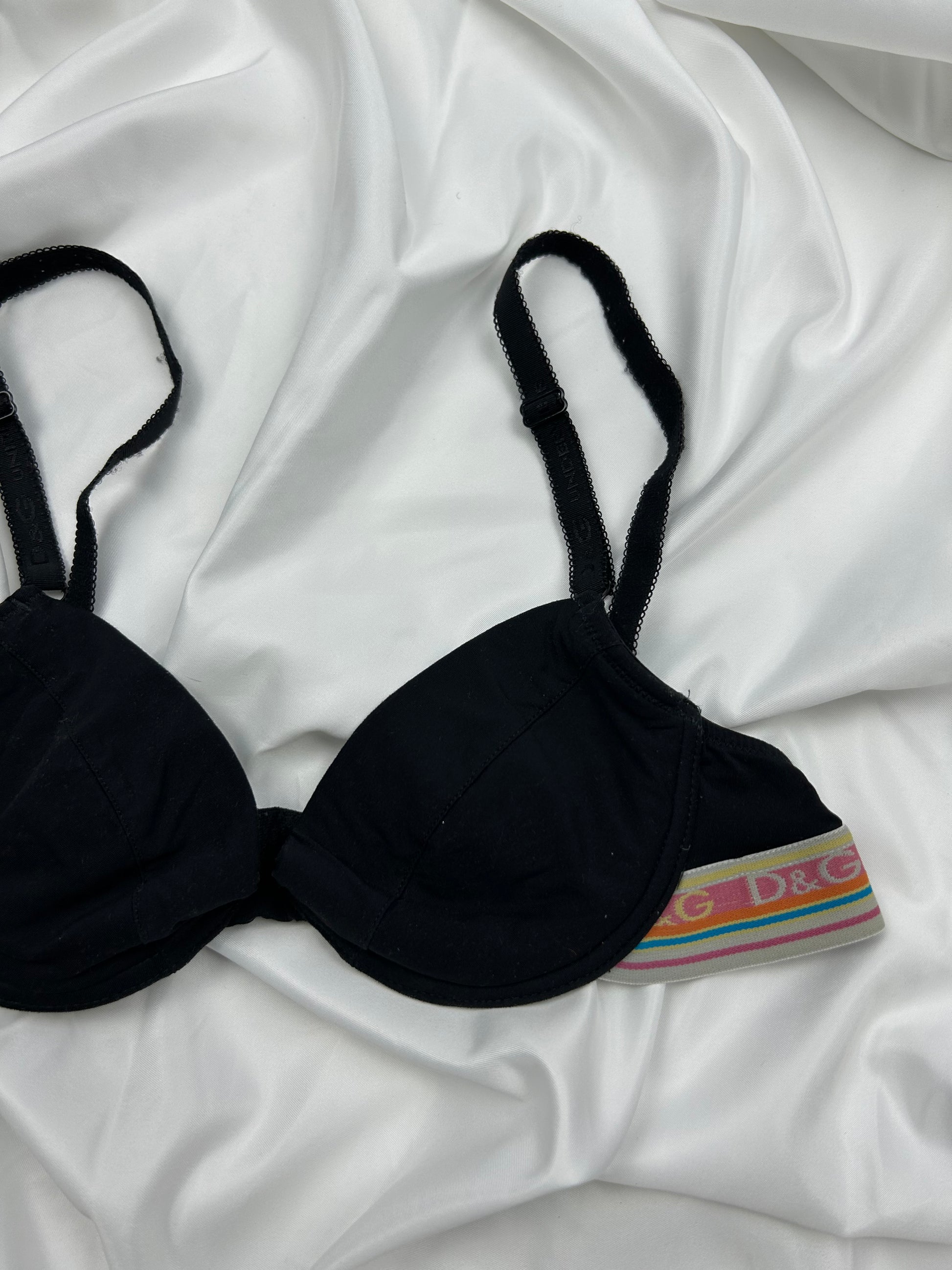 Black logo band balcony vintage bra