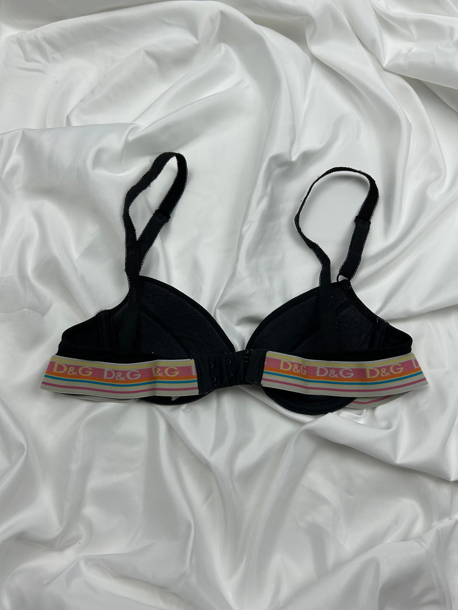 Black logo band balcony vintage bra