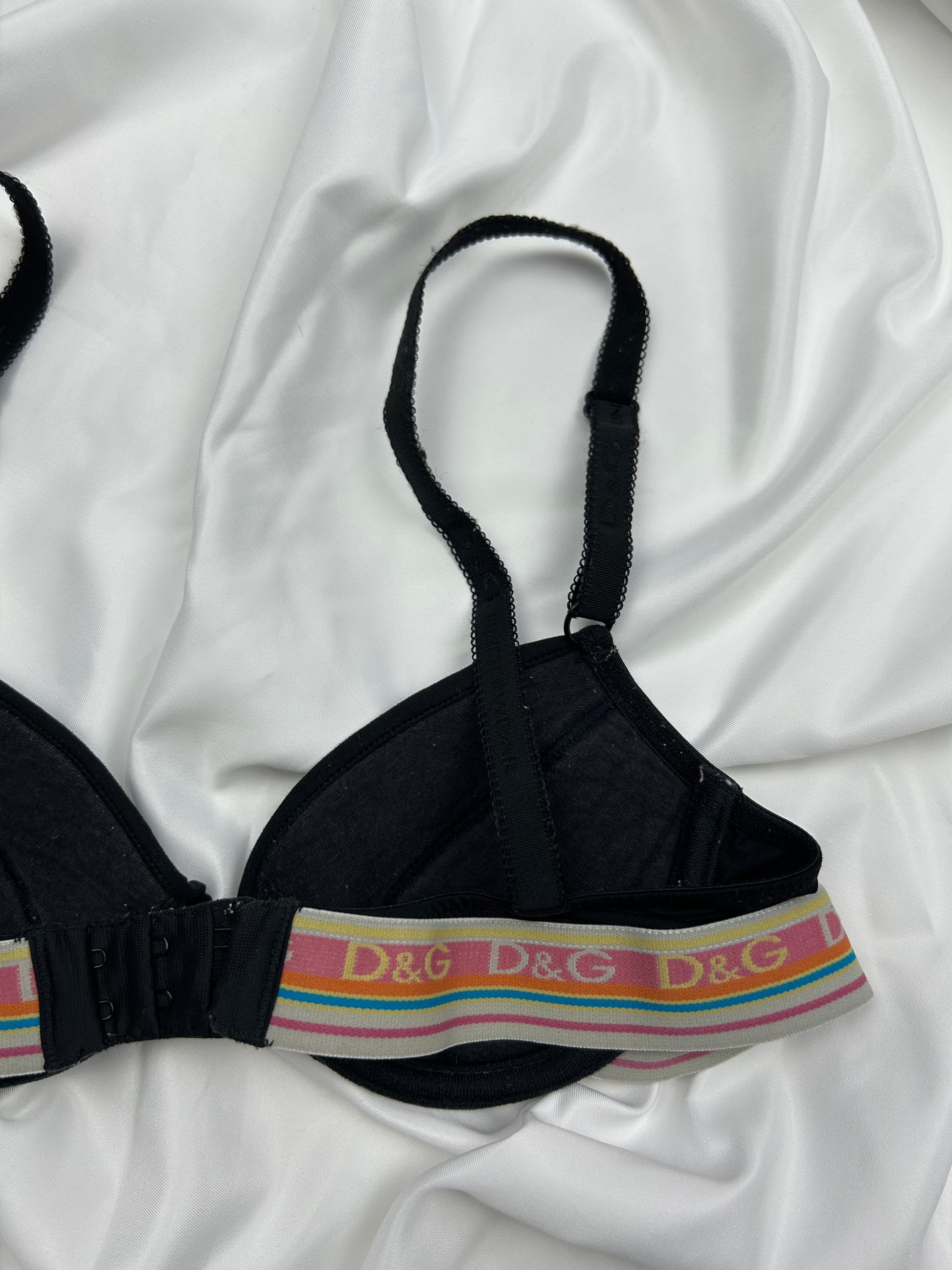 Black logo band balcony vintage bra