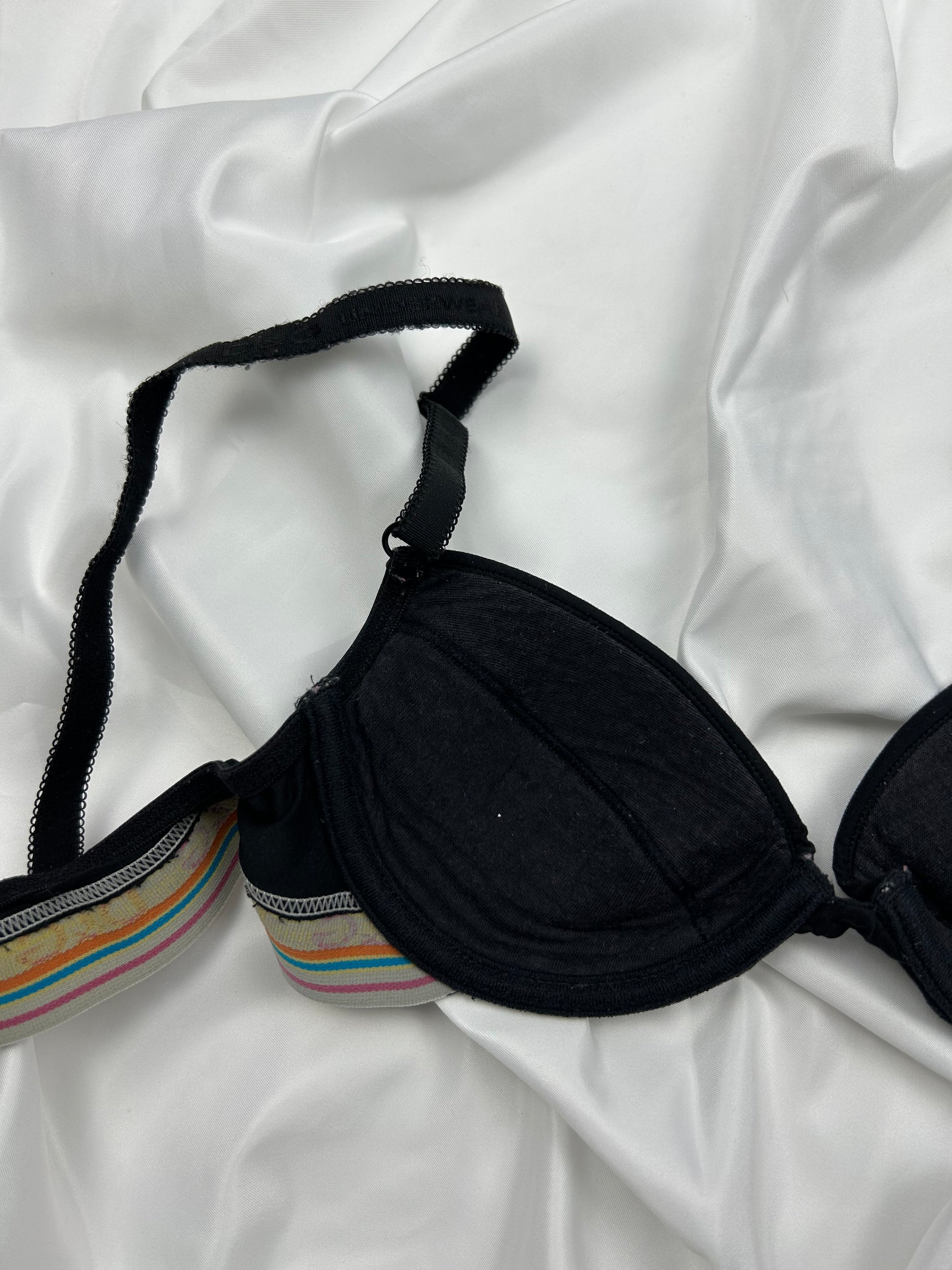 Black logo band balcony vintage bra