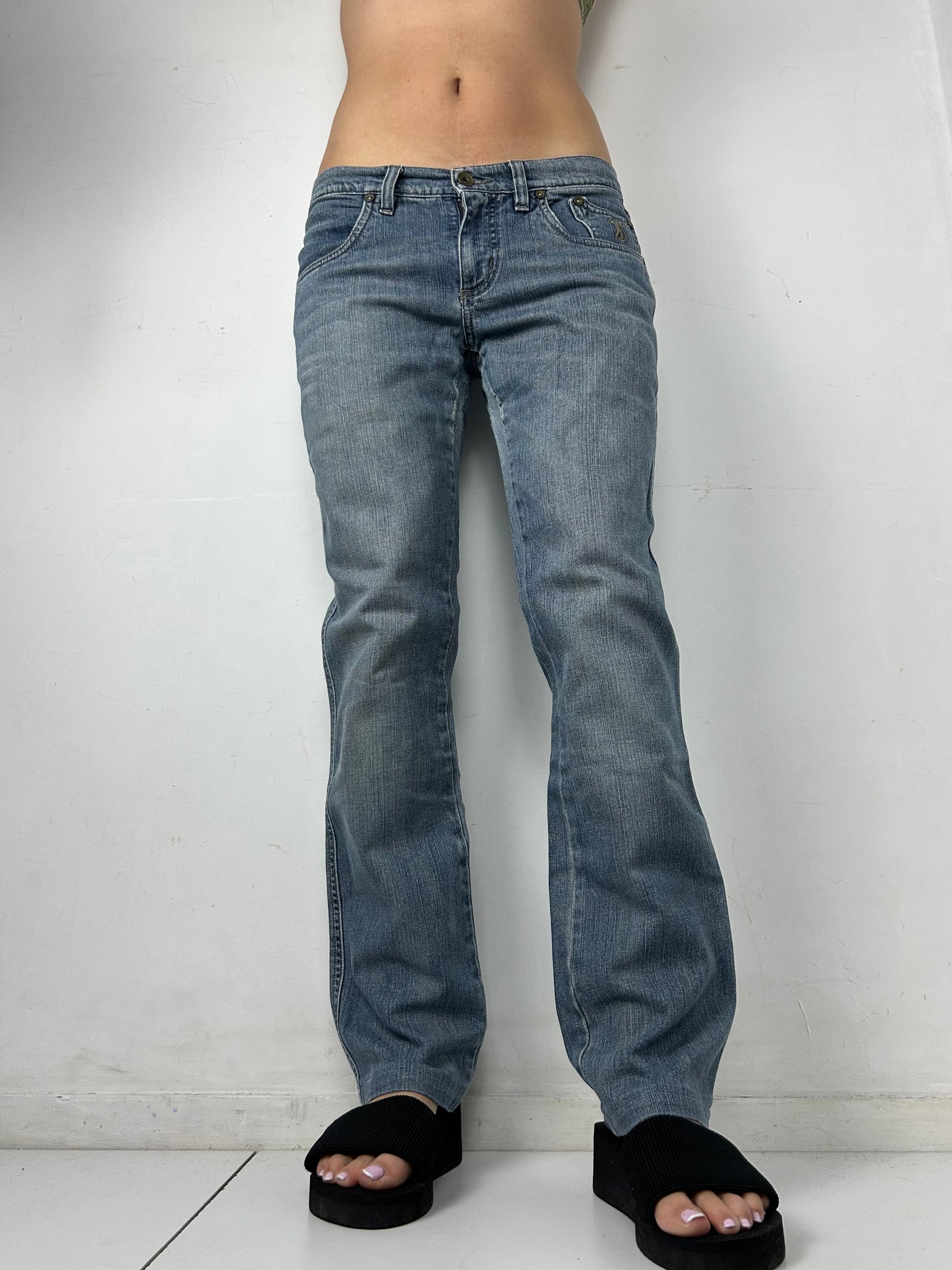 Blue low rise denim baggy pants (S/M)