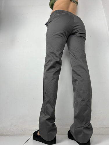 Grey office low waist bootcut pants (S)