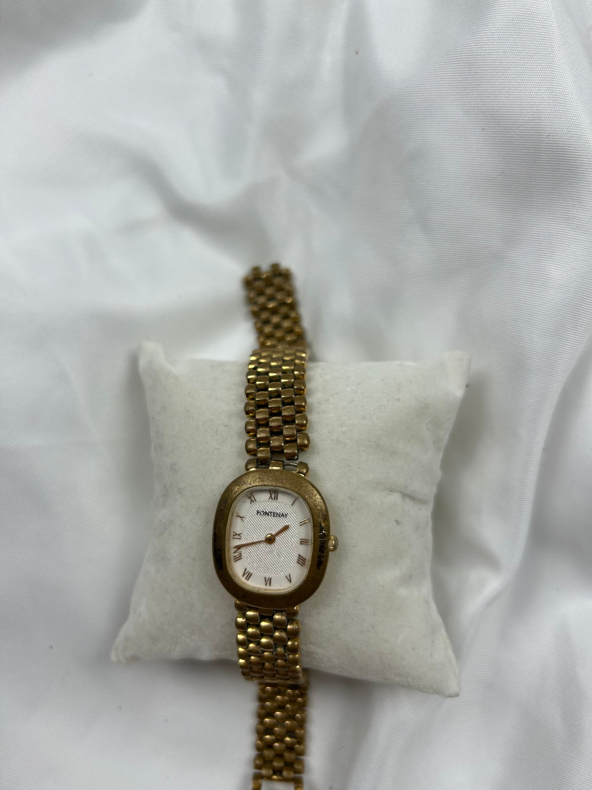 Vintage stainless steel gold bracelet watch jewelry