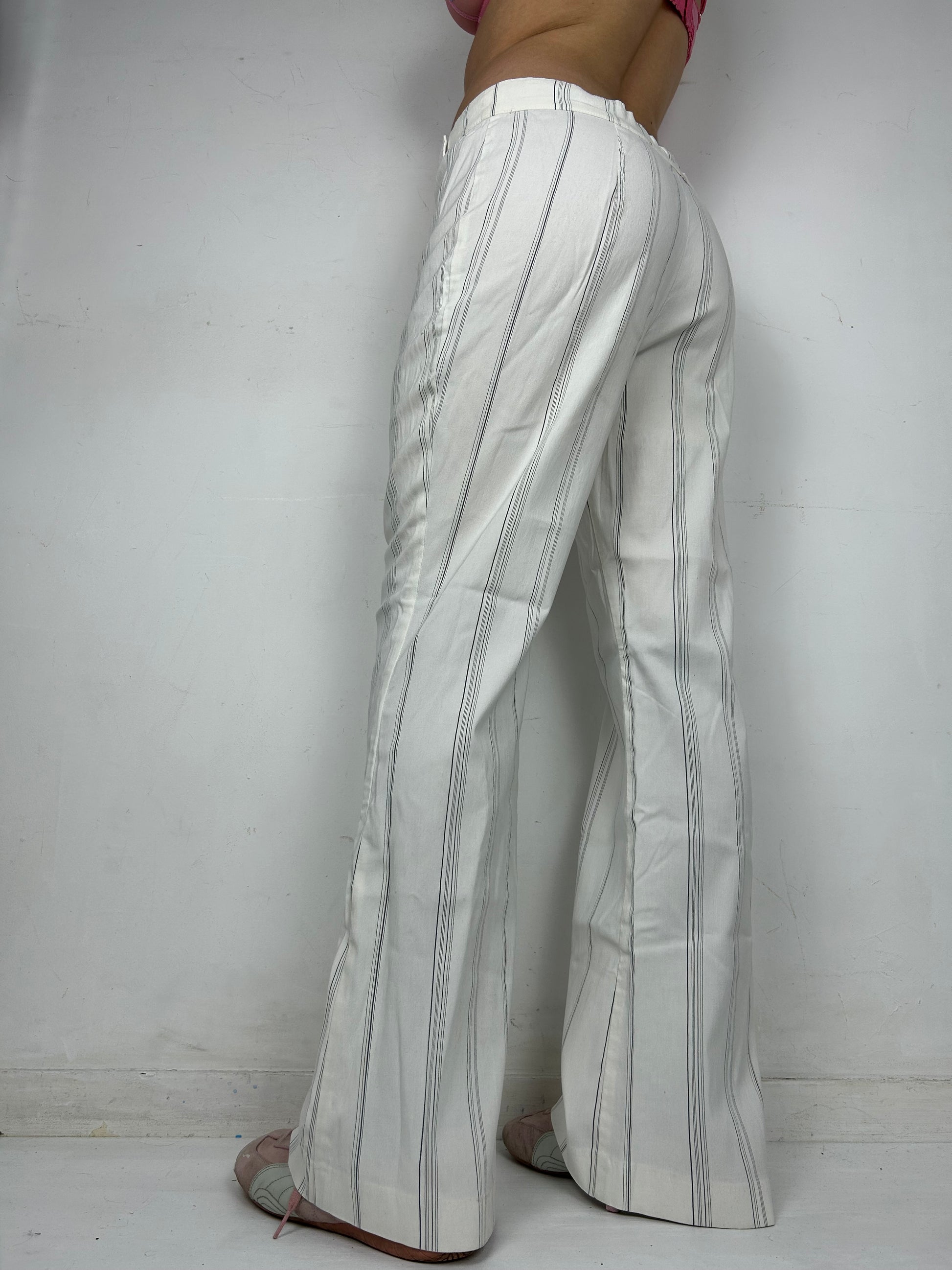 White striped low waist office pants (S/M)