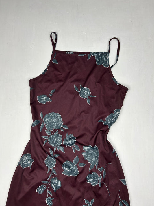 Brown floral print cami dress (S/M)