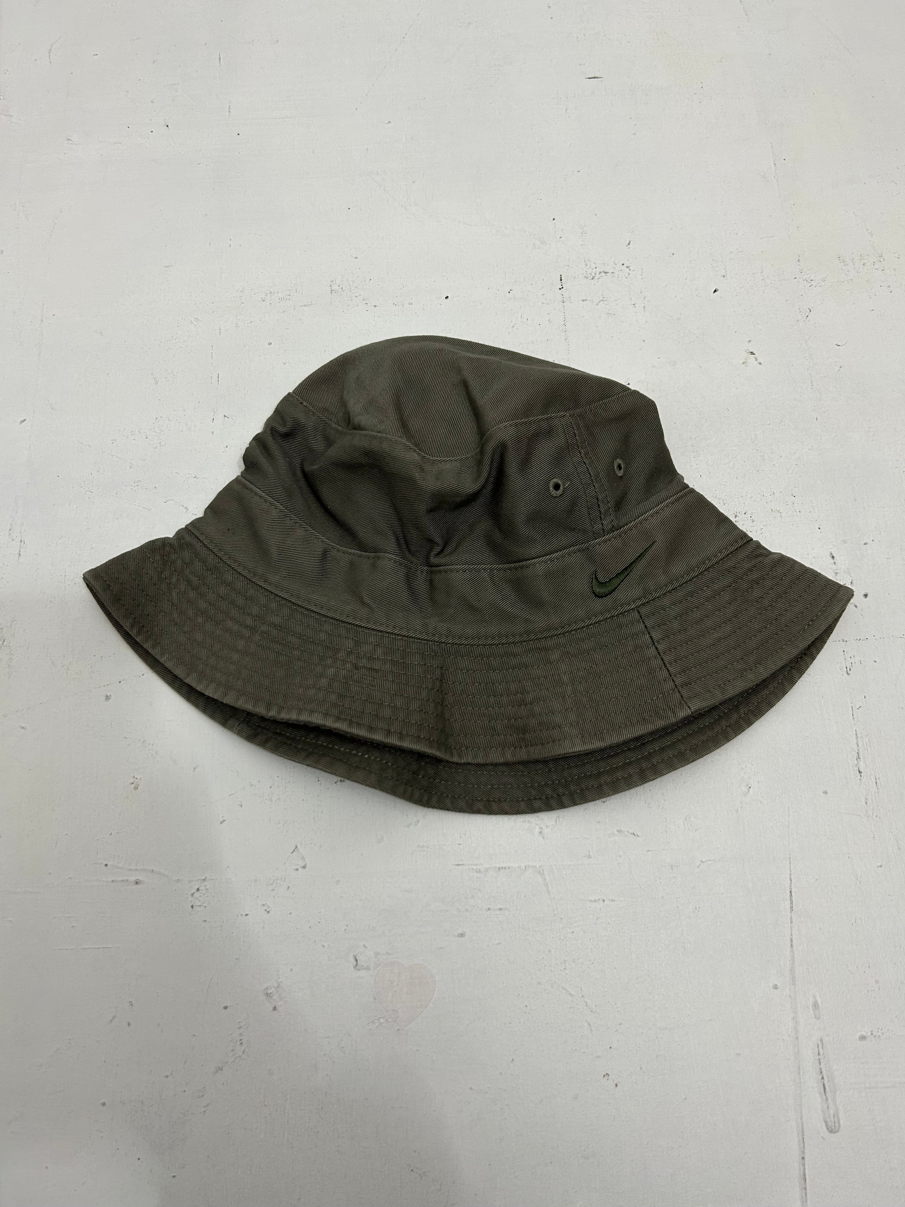 Khaki swoosh logo bucket hat 90s y2k vintage – SK VINTAGE