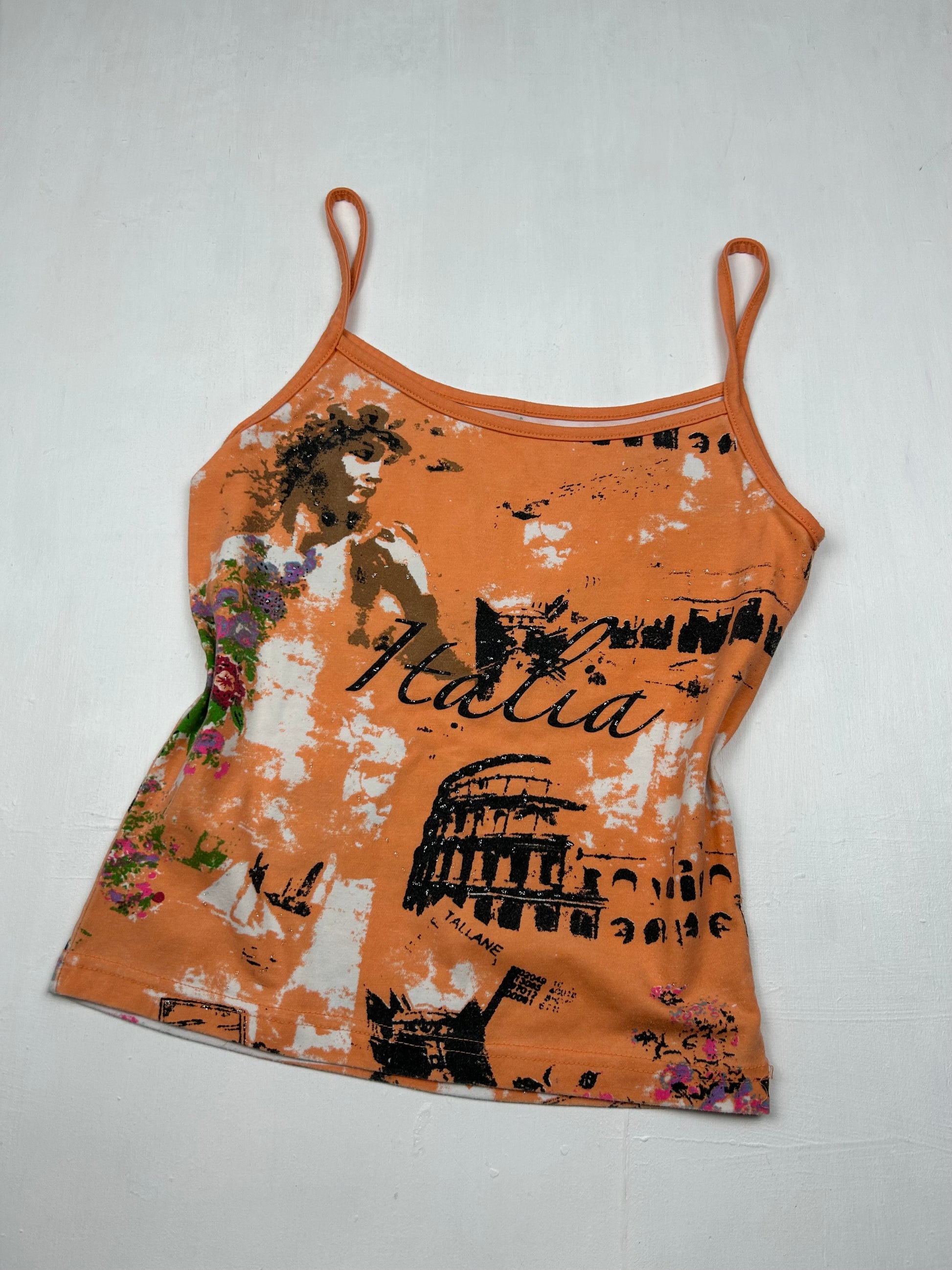 Orange graphic print cami top (S)