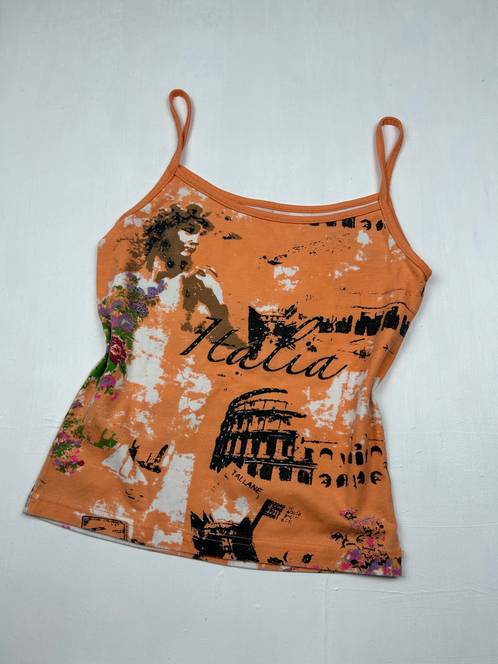 Orange graphic print cami top (S)