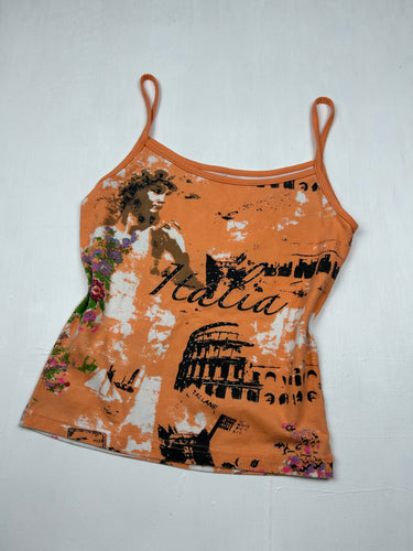 Orange graphic print cami top (S)