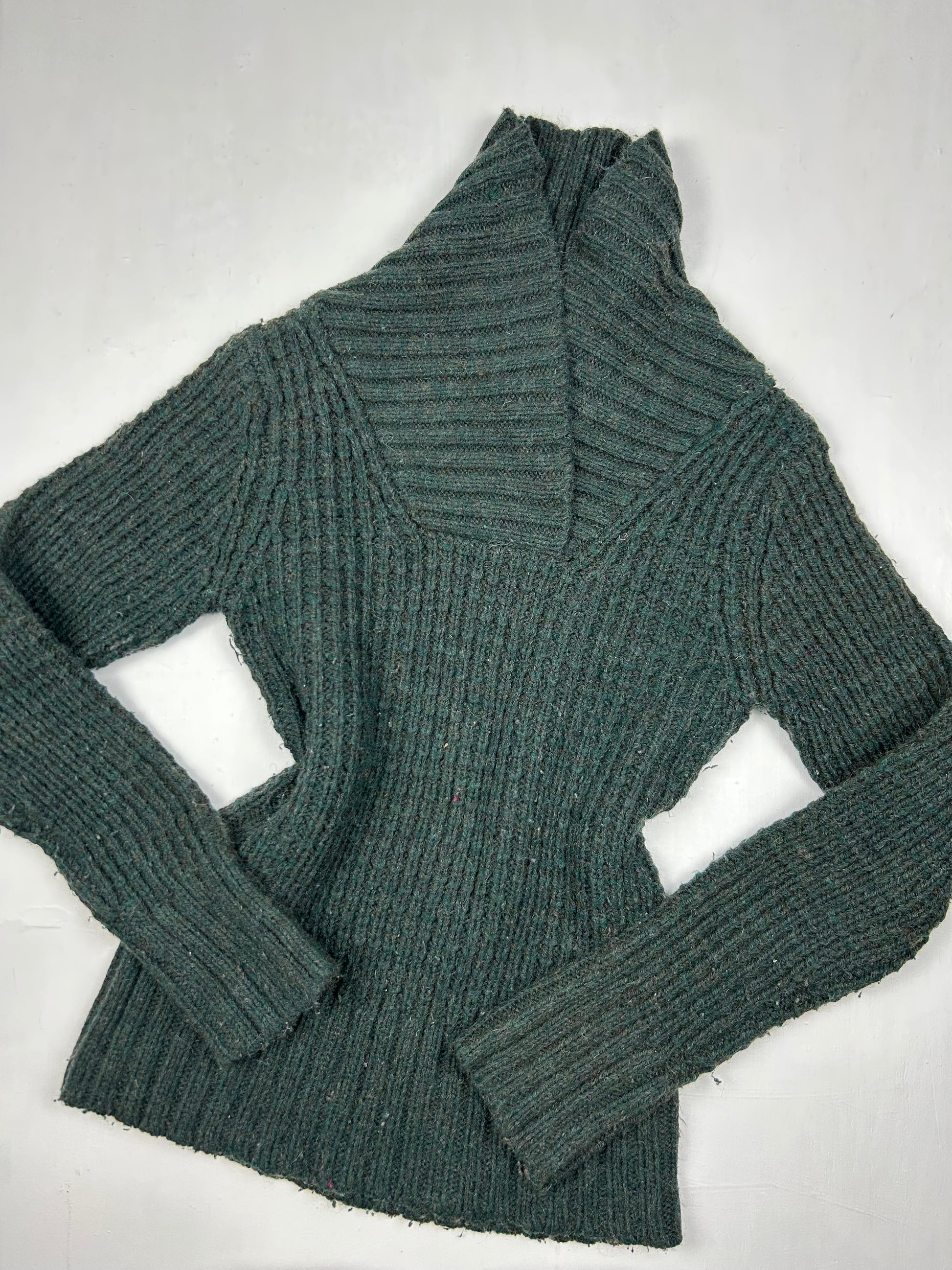 Khaki cardigan ribbed jumper (S/M)