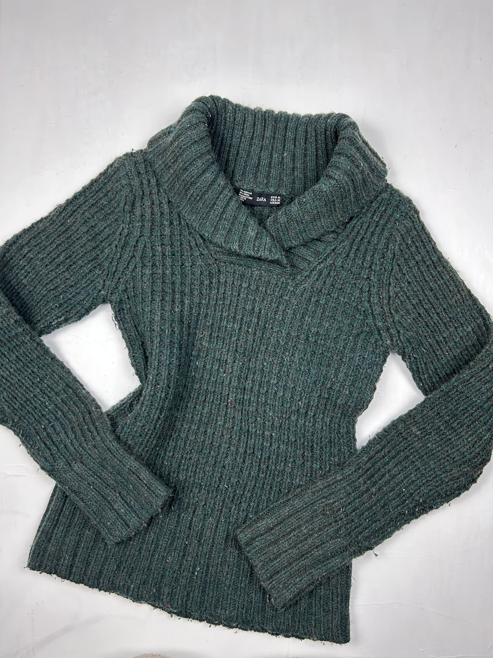 Khaki cardigan ribbed jumper (S/M)