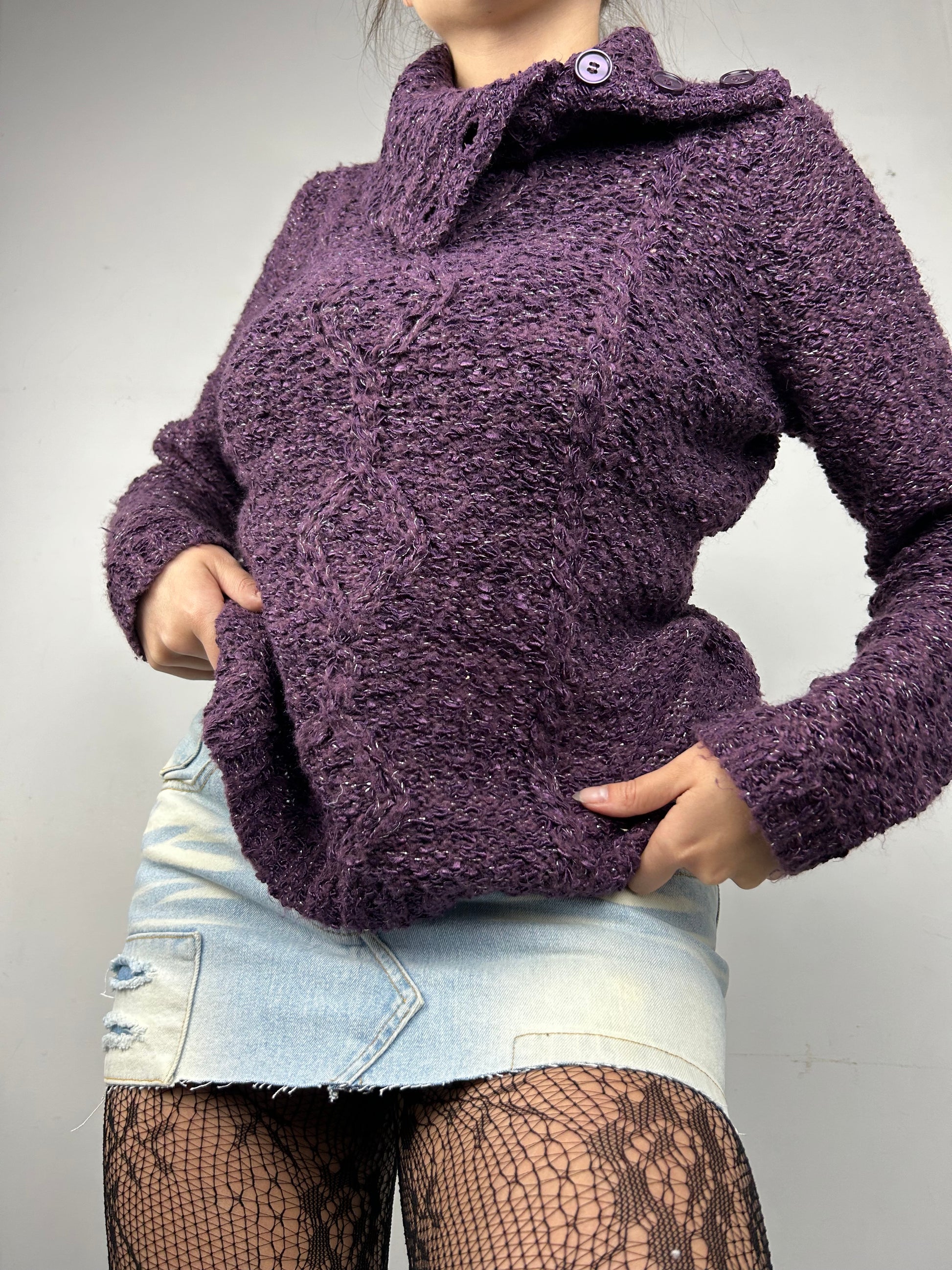 Purple glitters turtleneck jumper (S/M)