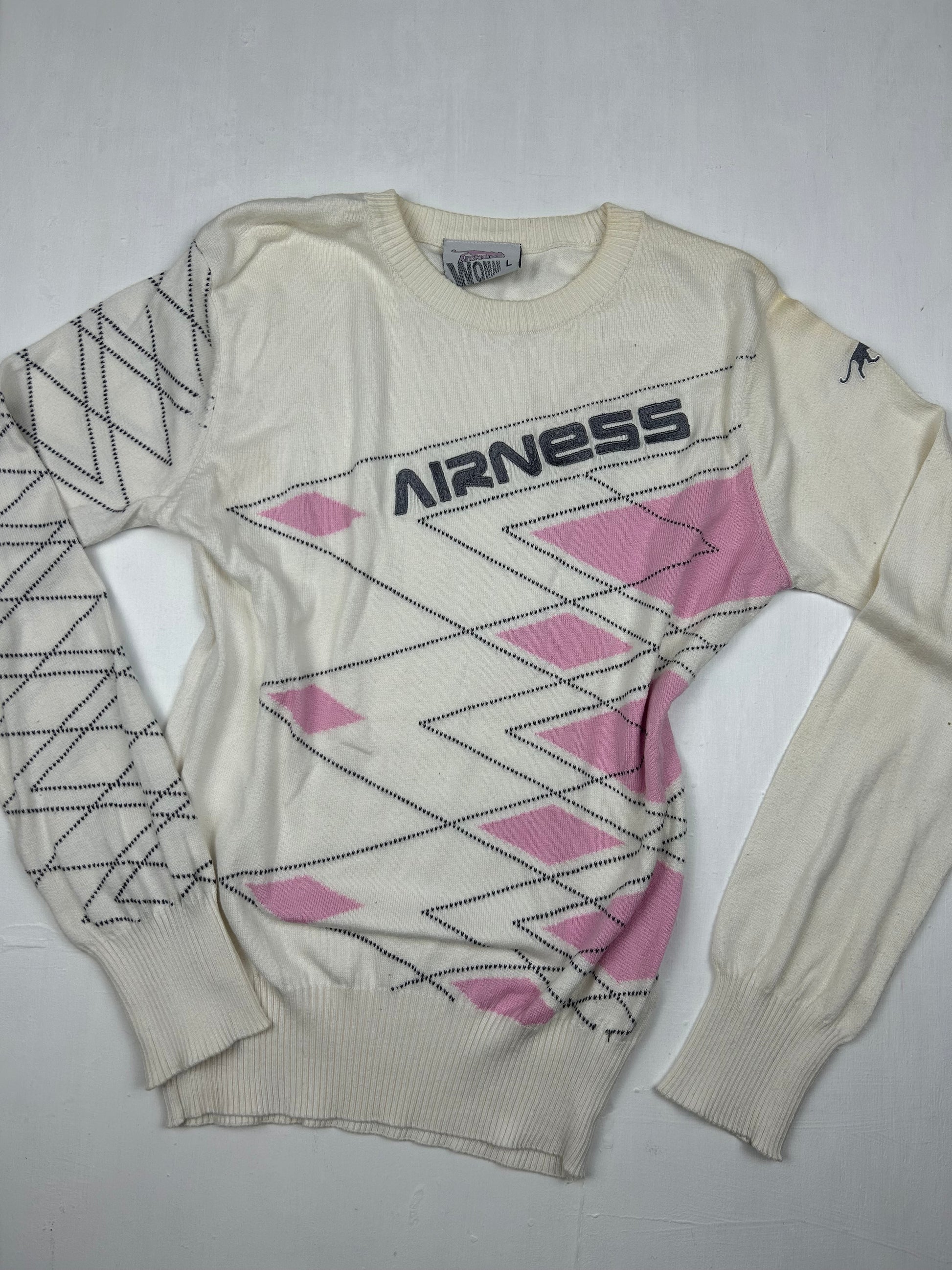 White & pink logo jumper (S)