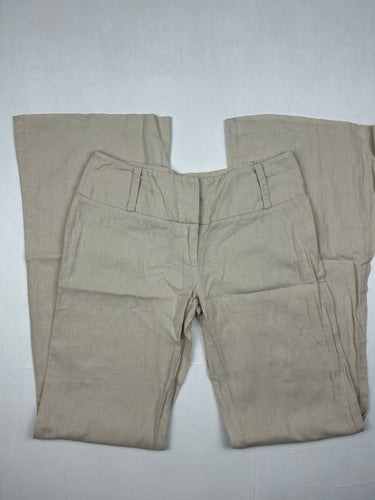 Beige linen low rise bootcut /flare office pants (S)