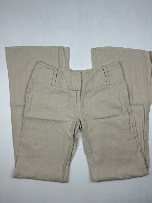 Beige linen low rise bootcut /flare office pants (S)