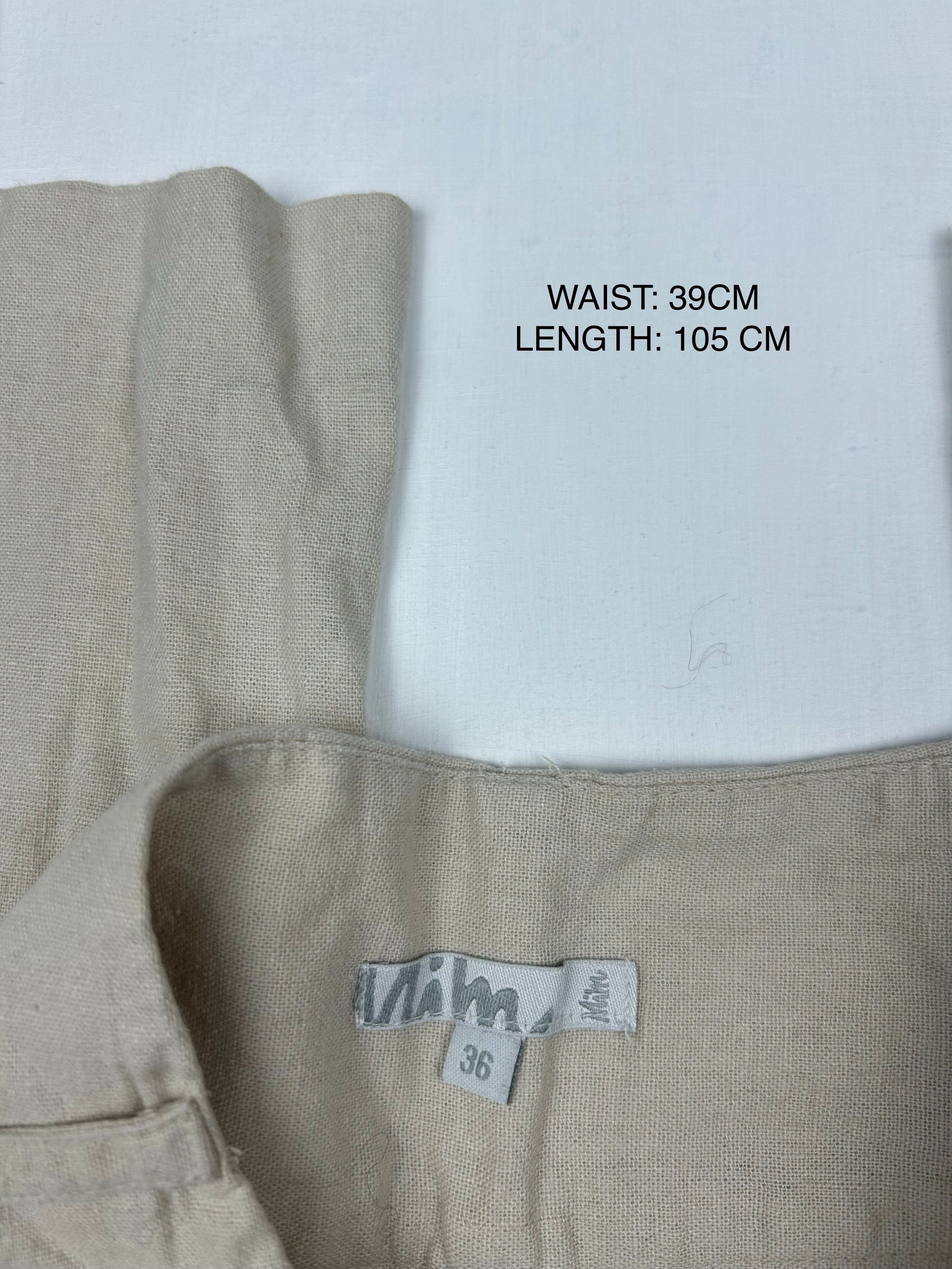 Beige linen low rise bootcut /flare office pants (S)