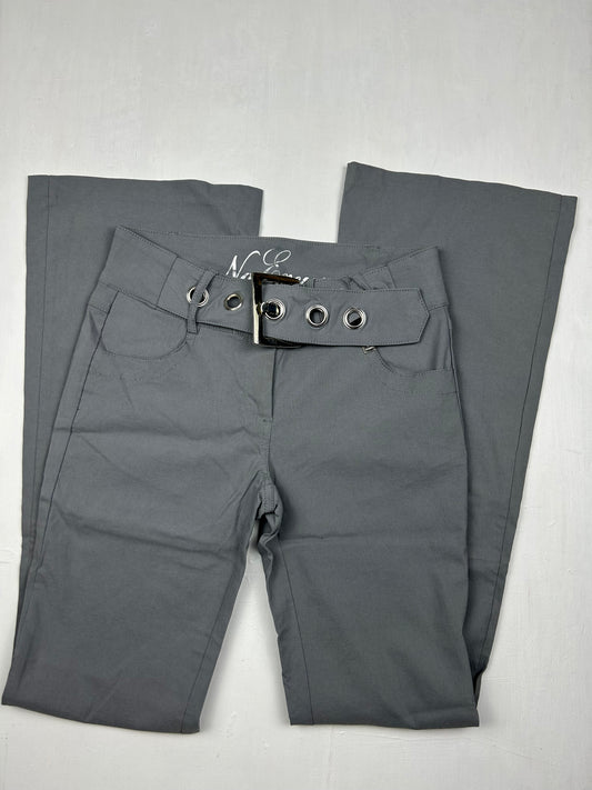 Grey belt stretchy low rise bootcut /flare office pants (S/M)