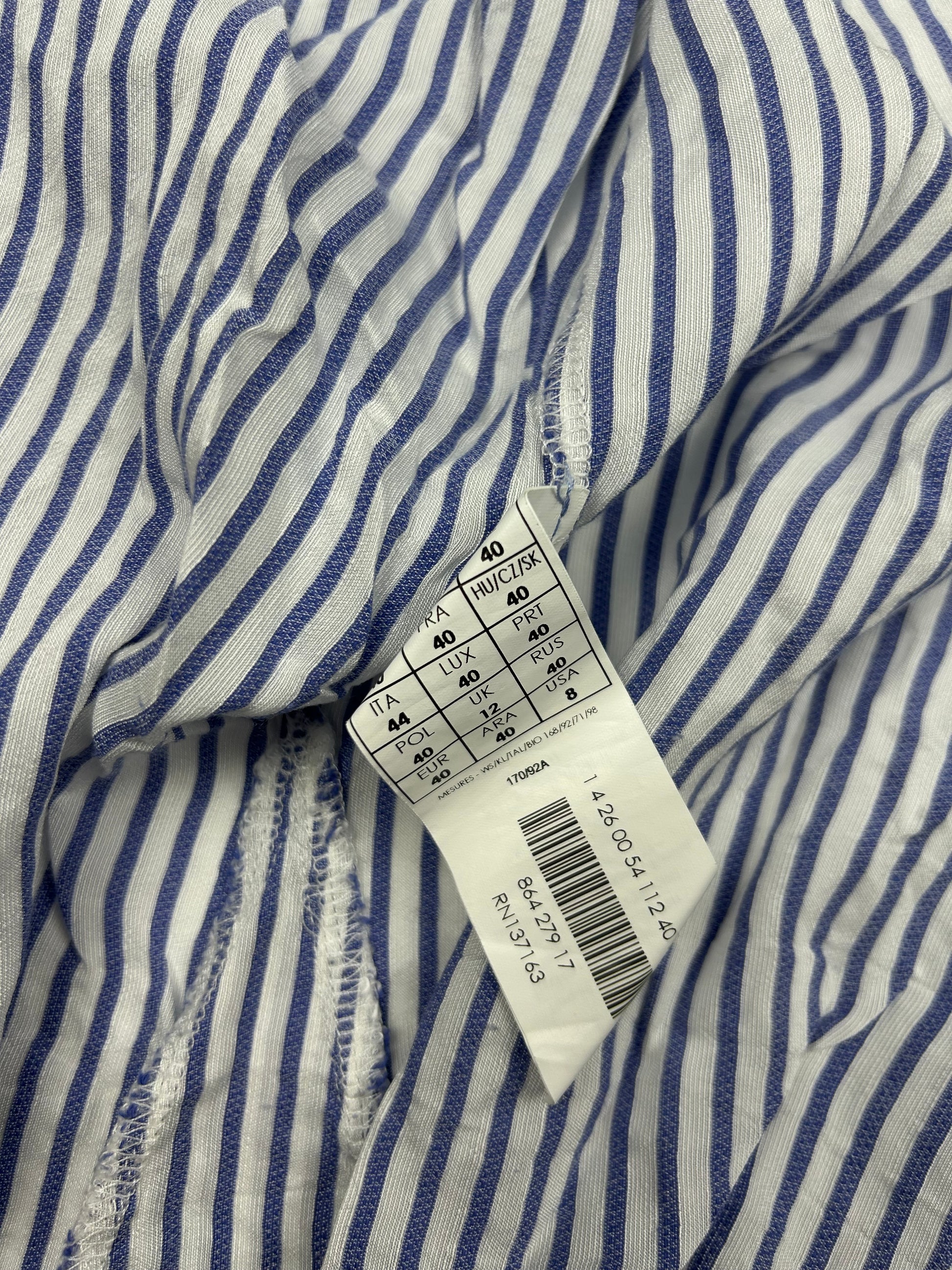 Baby blue striped cotton long sleeves shirt (S)