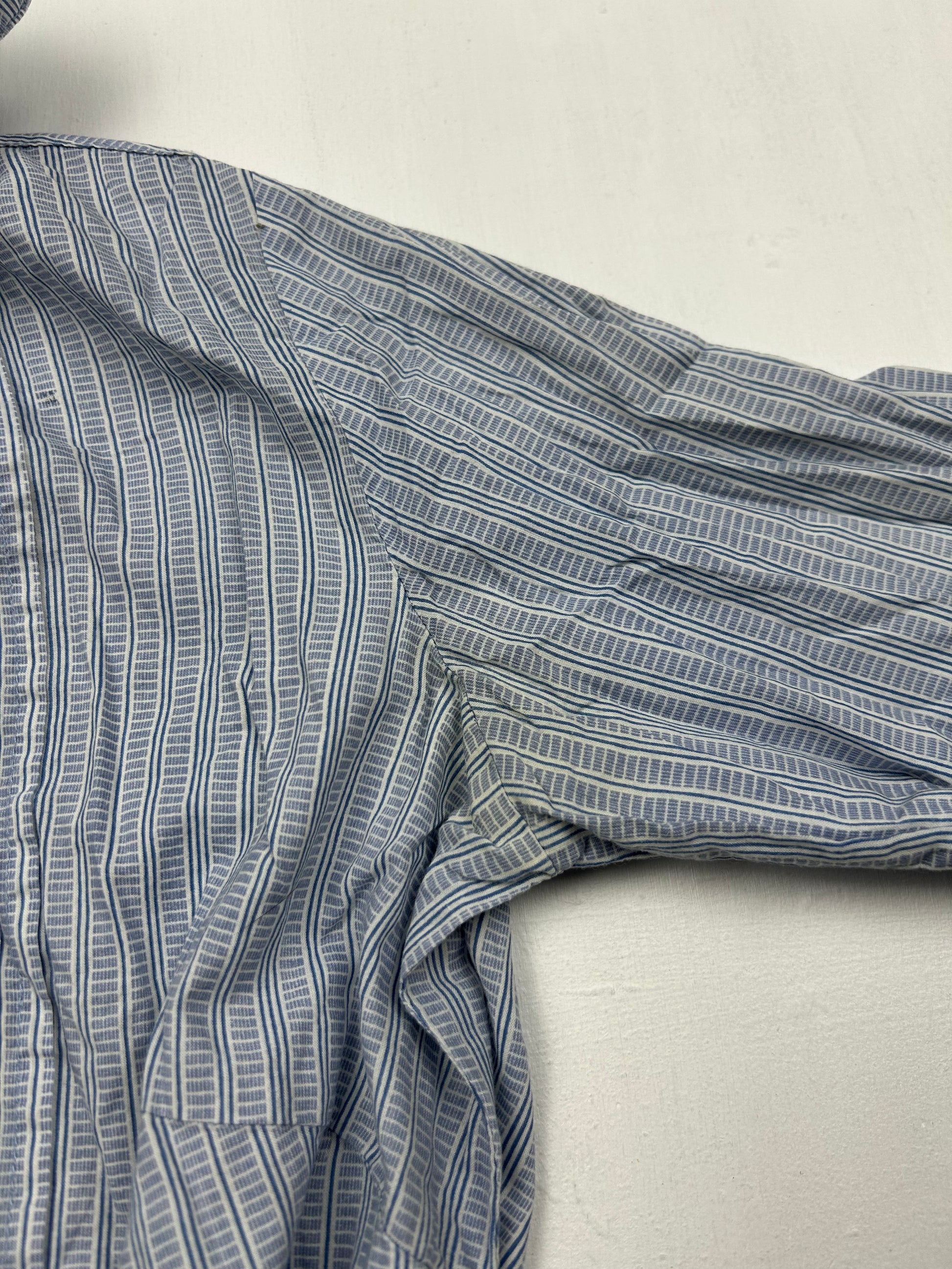 Baby blue striped cotton long sleeves shirt (S)