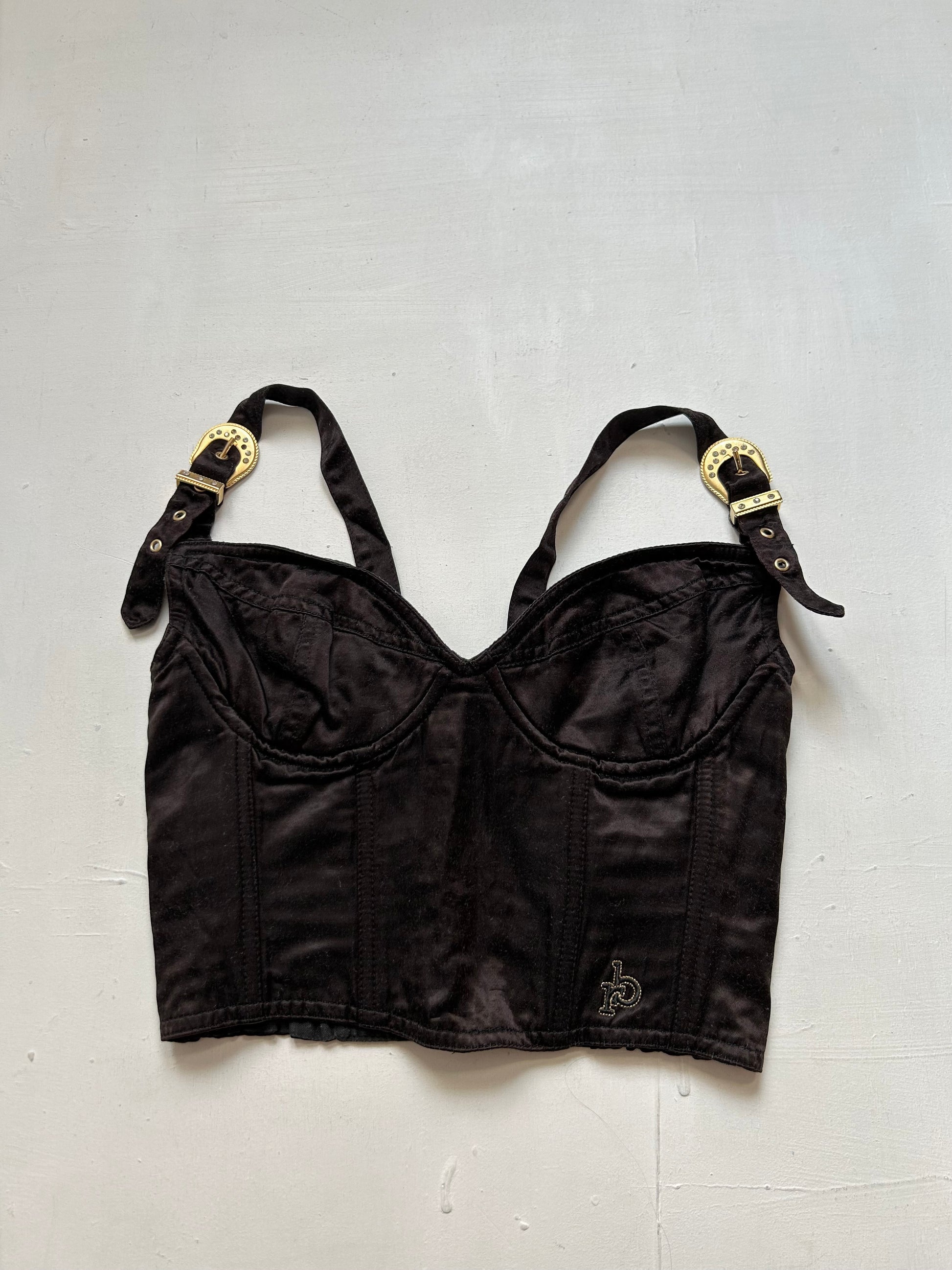 Black buckle belt bustier cami top (S)