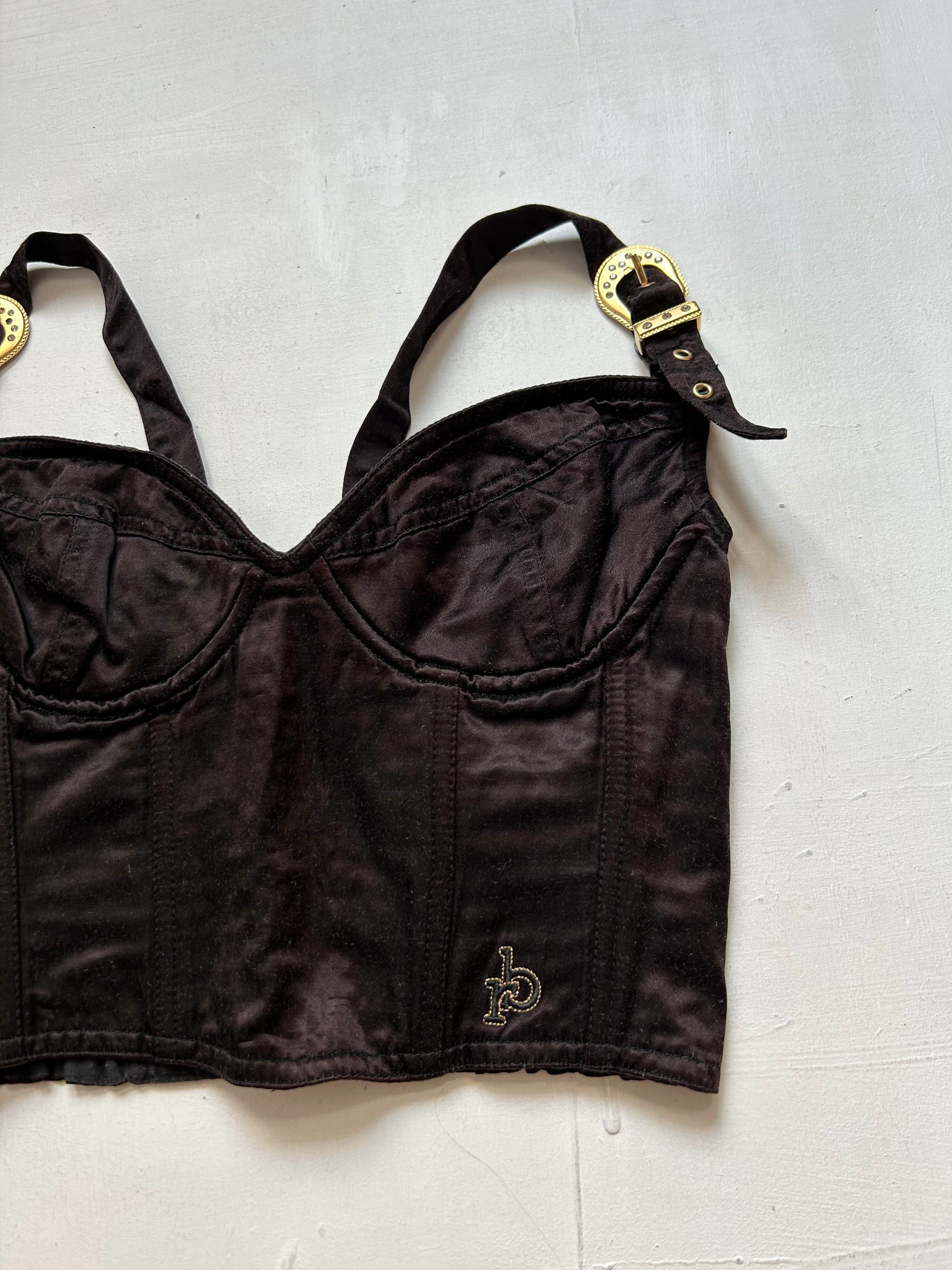 Black buckle belt bustier cami top (S)