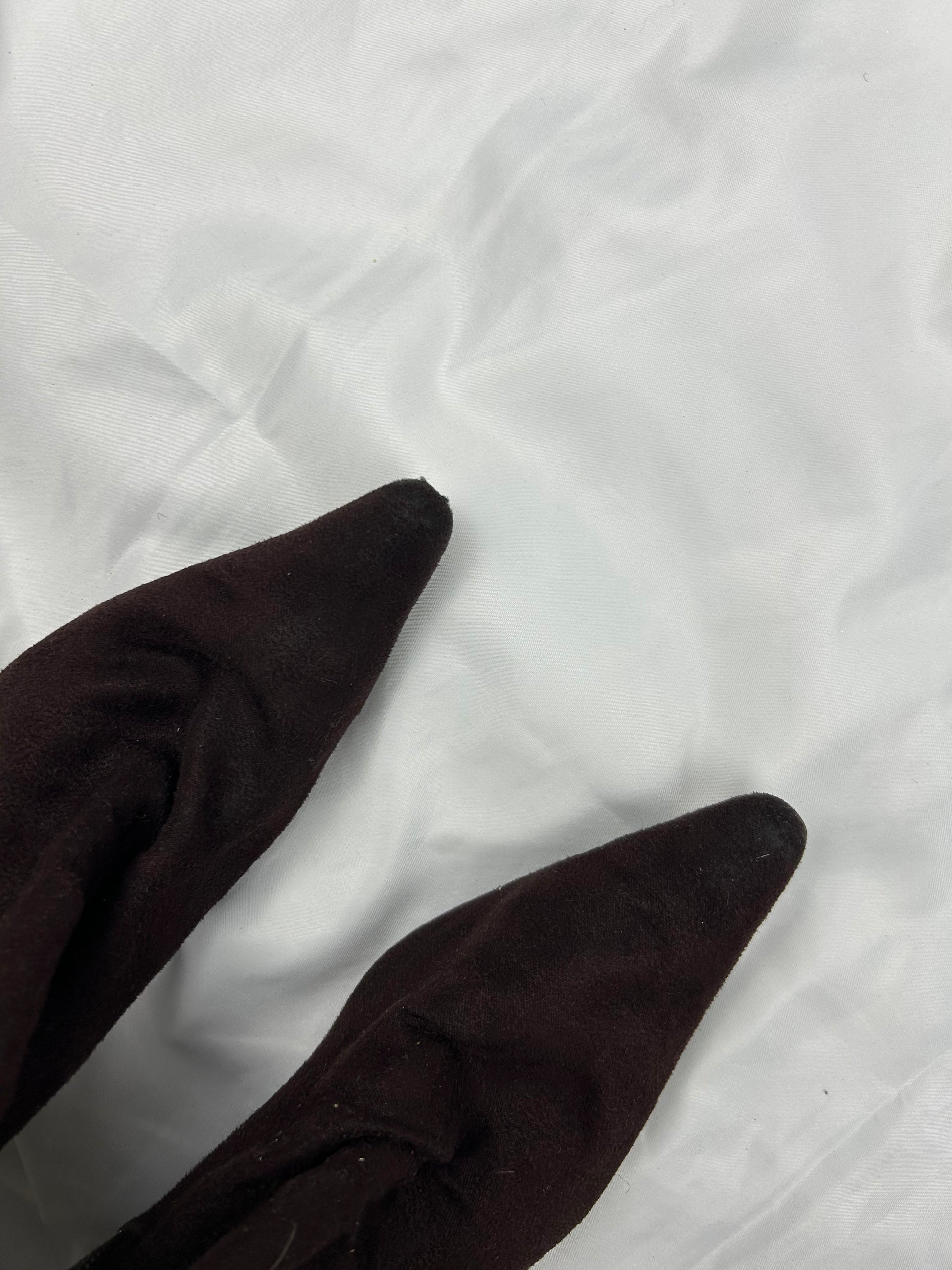 Brown suede fabric knee high boots (38)